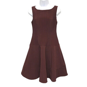 Nanette Lepore Sleeveless Dress Ribbed Fit and Flare Stretch Maroon Size 8 NWT